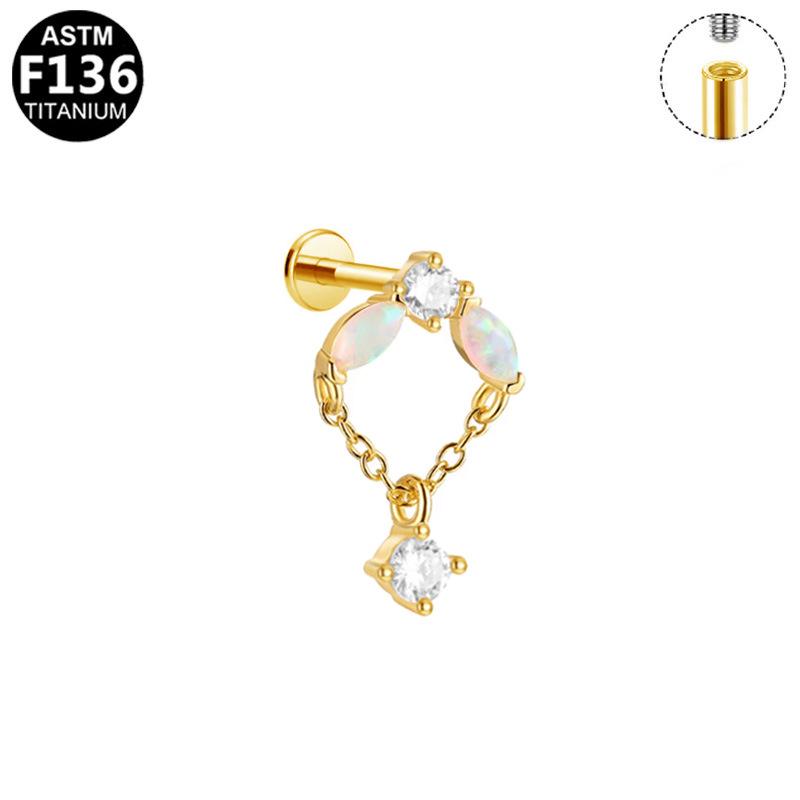 High-End Titanium F136 Internal Thread Cartilage Stud Earring - European & American Trendy Fashion