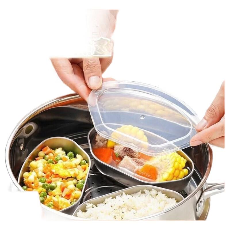 RuHan Stainless Steel Fan-Shaped Steaming Tray with PP Lid