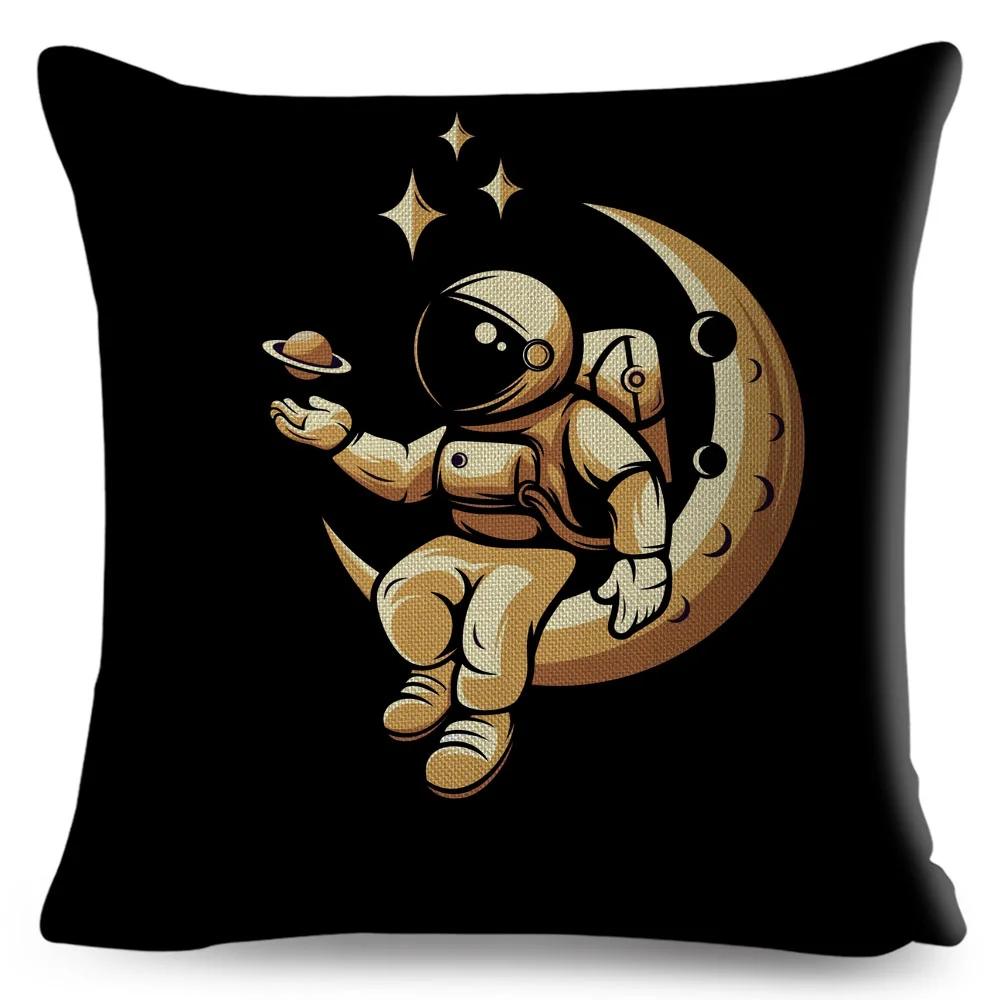 Cartoon Astronaut Sports Cushion Sofa Home Decoration Kids Room Planet Music Pillowcase