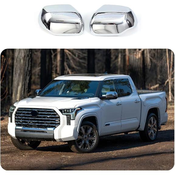Car Accessories Fit For Toyota Tundra/Sequoia 2025 2024 2023 2022 Exterior Car Door Side Rearview Mirror Cover Trim With Turn Signal (Chrome) 2PCS