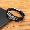 Bracciale Aquila Animale per Uomo Mano Multi-Strati Pelle Nera con Chiusura Magnetica Gioielli Regalo per Fidanzato