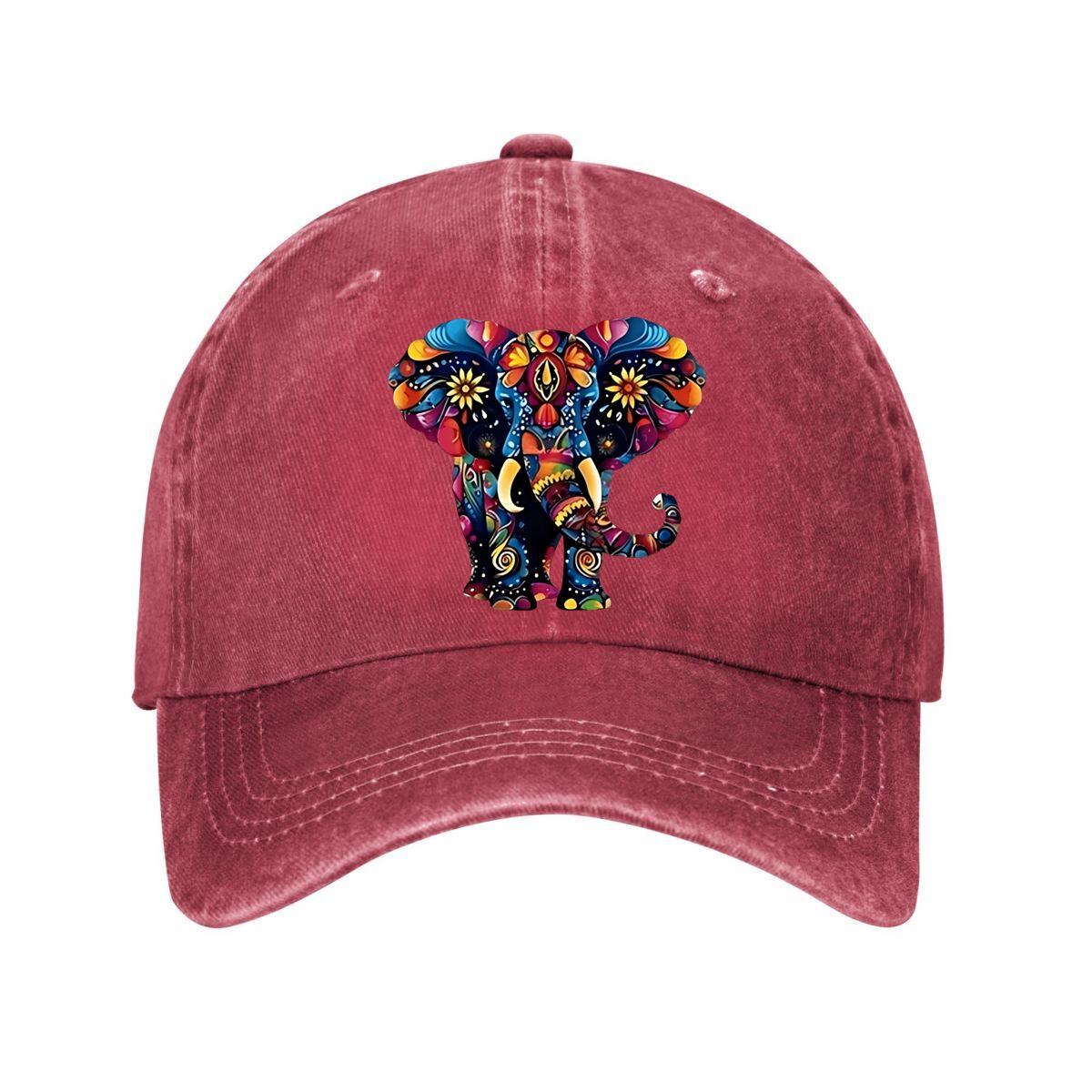Colorful Elephant Vintage Cap New Vintage Washed Cotton Baseball Cap Parent Kids Sun Hats Adjustable