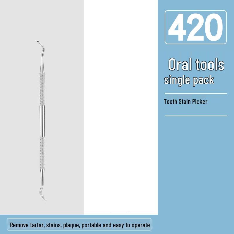 Dental Oral Care Tool Set: Stainless Steel Mouth Mirror, Probe, Tartar Remover, Toothpick