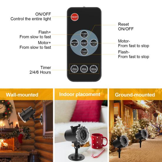 Halloween Christmas Projector Light Waterproof Thanksgiving LED Projection Lamp with 16Pcs Slides