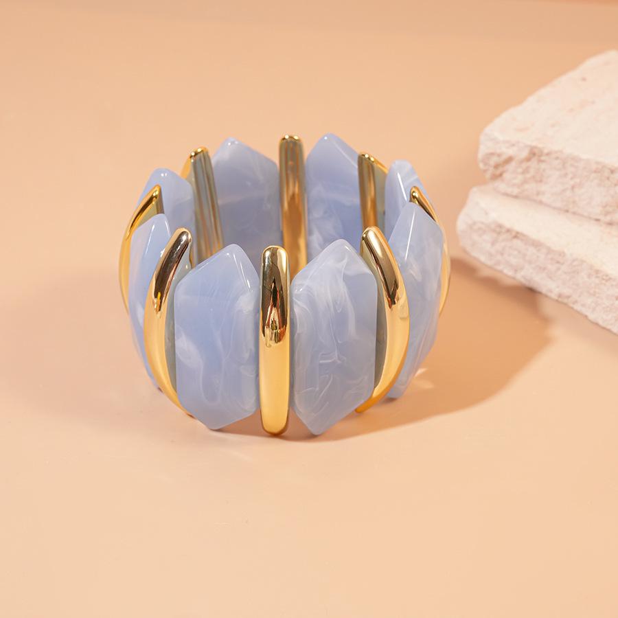 High-End European & Asian Gradient Acrylic Patchwork Bangle - Retro Exaggerated Style Wristband for Women