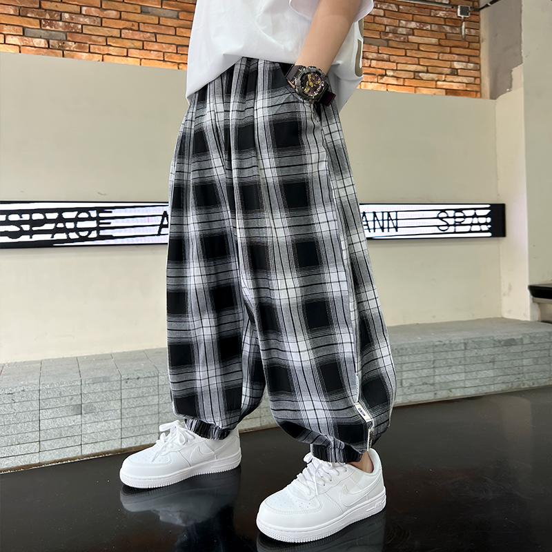 

Children s Anti-Mosquito Pants Thin Summer 2026 New Boys Casual Pants Trendy Korean Style Plaid Kids Fashionable Pants 120