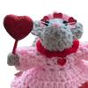 1 Pair Crocheted Mouse Couple Handmade Crochet Mice Ornaments Valentine's Day Decor Mice Doll for Desk Mantel Bedside Table