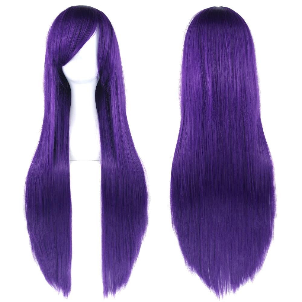 Heat Resistance Long Synthetic Hair 80cm Anime Straight Hairpiece Halloween Cosplay Wigs  Costume