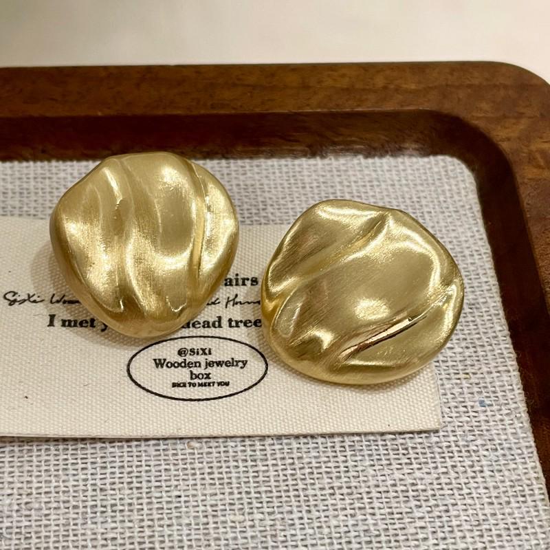 Brushed Metal Frosted Round Ball Stud Earrings - 2025 Trendy Cold Style Design