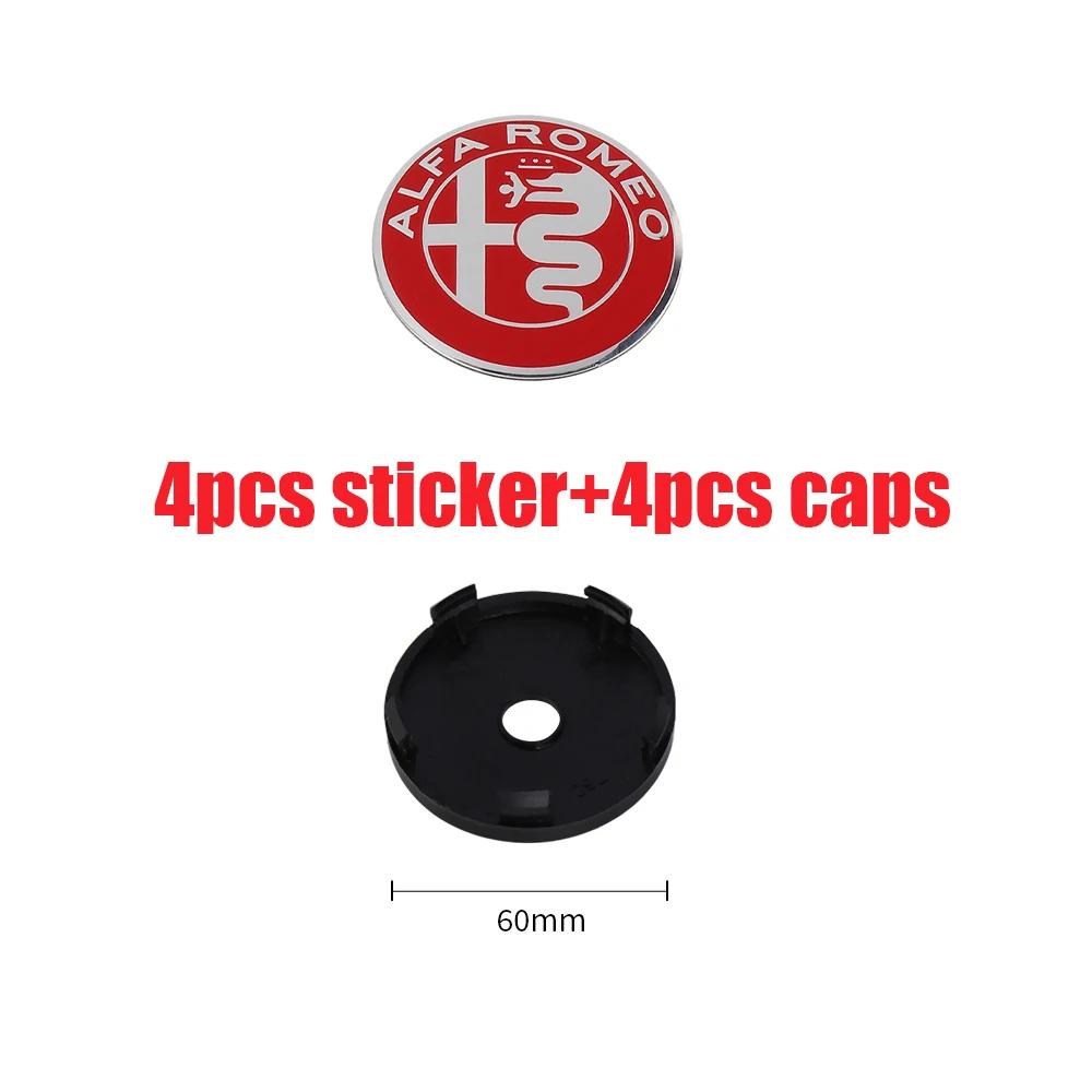 4Pcs 56/60MM Car Wheel Center Hub Caps For Alfa Romeo Giulia Stelvio Giulietta 156 159 147 Mito Tonale GT 166 Logo Sticker Cover