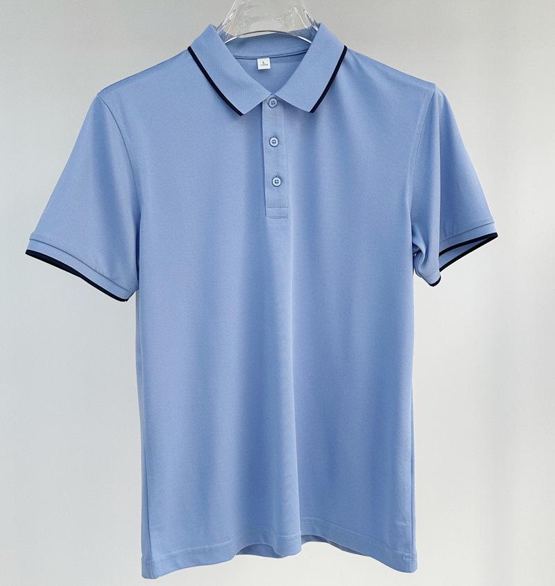 In-Stock Custom Ice Silk Polo Shirt: Short-Sleeved, Turn-Down Collar with Trendy Brand Embroidery and Your Unique Design.