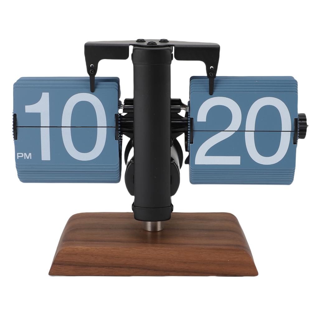Digital Flip Desk Clock 12 Hours Battery Powered Retro Mechanical Auto Flip Down Clock with Wood