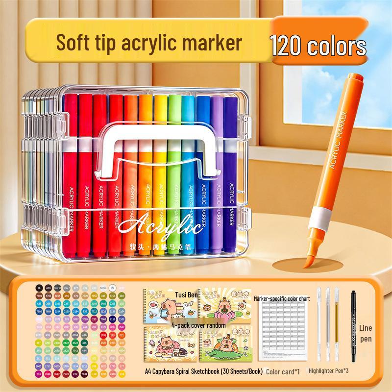 Opaque Multi-Color Acrylic Markers with Soft Tip, Waterproof for Students & Kids' Art, Kindergarten, Graffiti