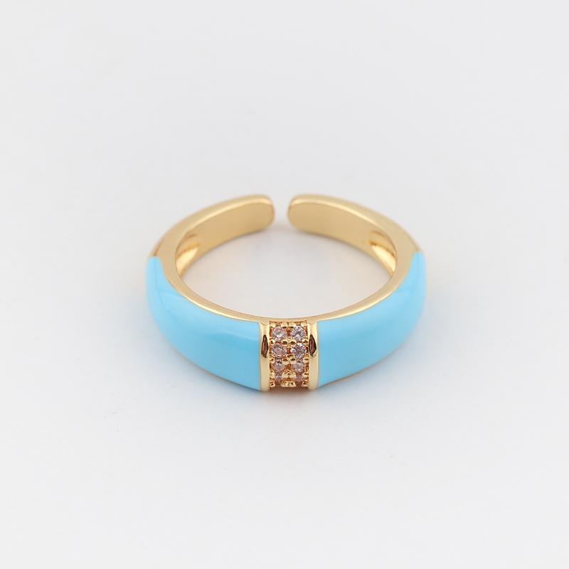 6 Colors Simple Style Colorful Enamel Ring Paved With Shiny Rainbow Cubic Zircon Stone Fashion Wed Engage Ring For Women