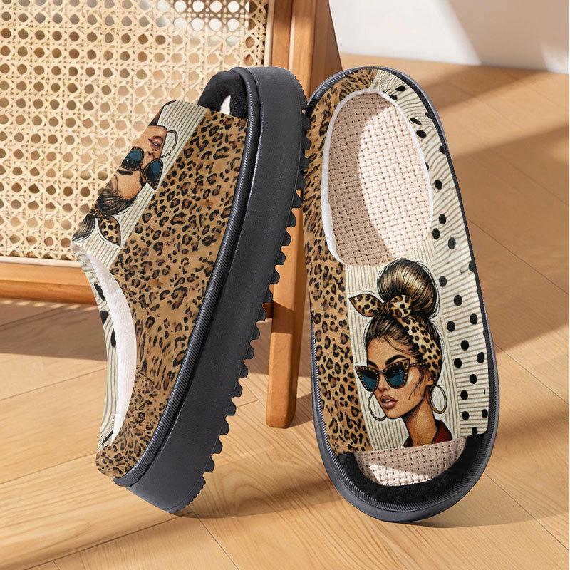 Cartoon Linen-Cotton Slippers for Men  Women, Spring to Autumn Size 44-45