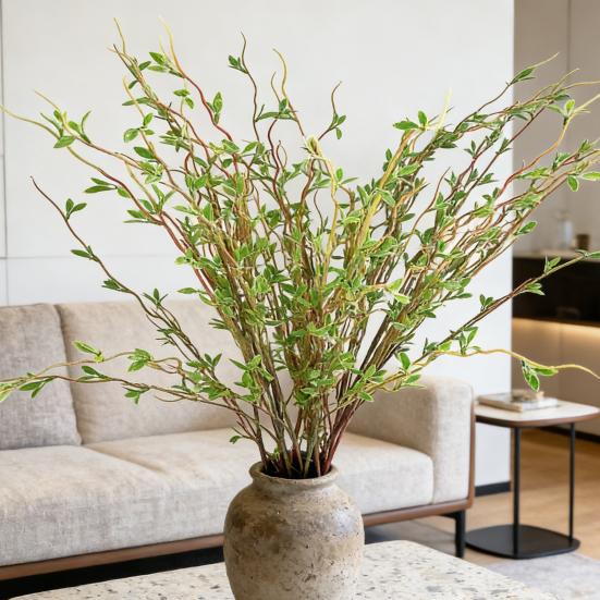 Yousheng Fake Green Leaves Stems Lifelike Simulated Leaves Branch Artificial Faux Greenery Branches for Vase Filler Home Office Wedding