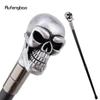 Silver Resin Big Eyes Skull Head Walking Cane Fashion Decorative Steel Stick Gentleman Elegant Cosplay Cane Knob Crosier 94cm