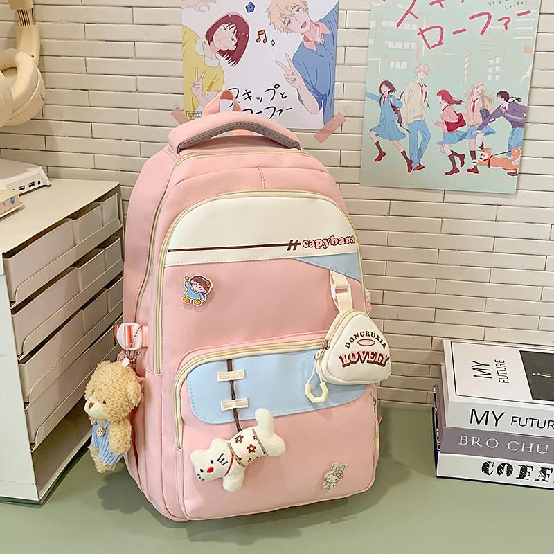 Nylon Casual Travel Backpack For Men And Women With Letter And Rabbit Print Design