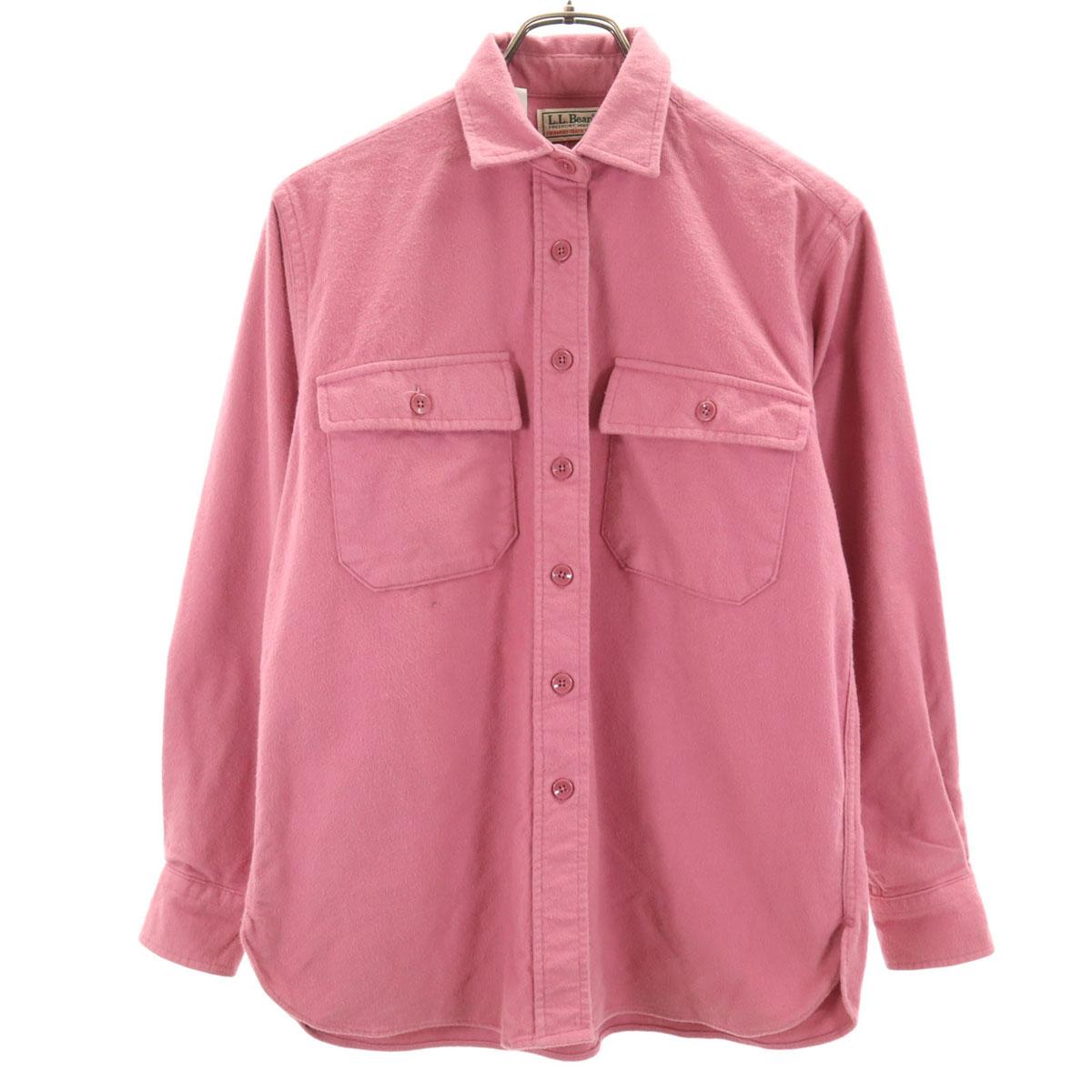 

L.L.Bean 80s Old USA made Long sleeve flannel shirt 6 pink Outdoors Women Used