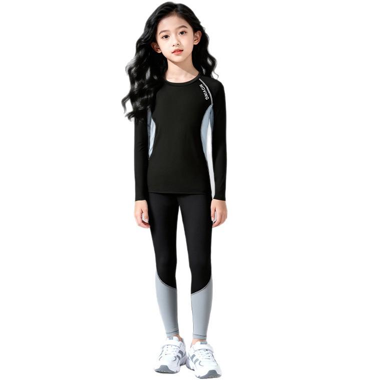 Dětský lyžařský oblek HuiLi: Dámské podvlékací triko na podzim a zimu, teplé, s rychleschnoucím povrchem a sametovou podšívkou.