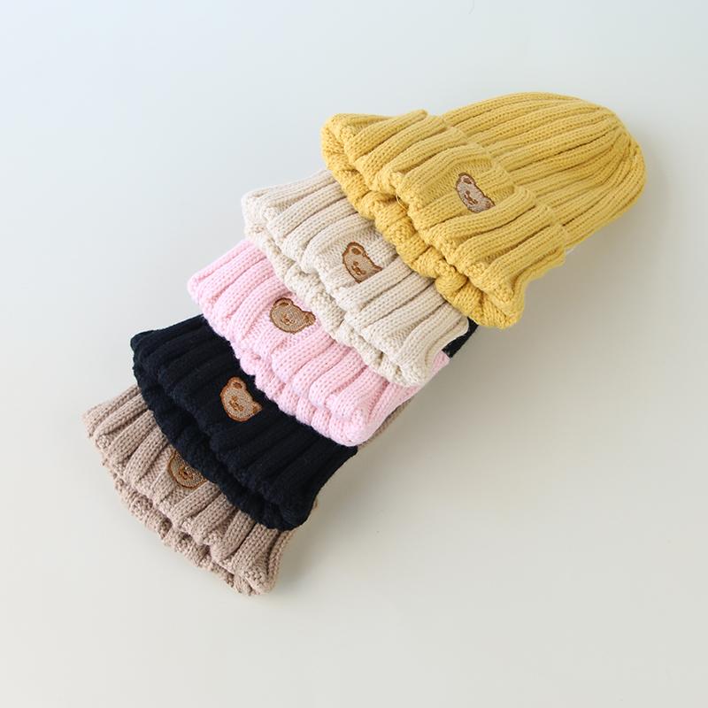 Cozy Autumn/Winter Crochet Baby Beanie with Embroidered Bear