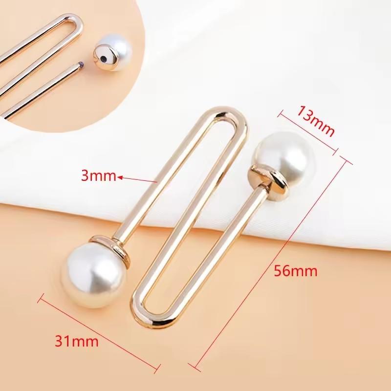 Meetee 2/5Pcs Pearl U-shaped Metal Hook Detachable Irregular Spiral Button Dress Shirt Collar Screw Clasp Hardware Accessories