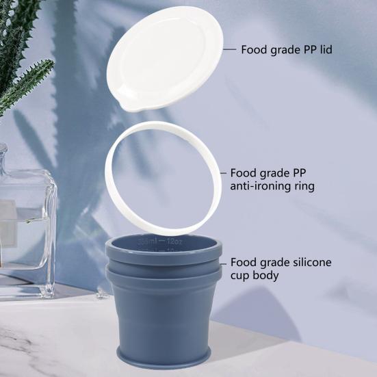 170ml/270ml/350ml Skládací odnímatelný silikonový kelímek na vodu pro potravinářský styk, hrnek na pití, domácí potřeby