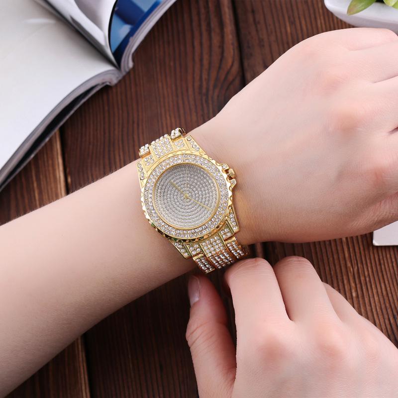 2PCS Luxury Women's Bracelet and Watch Set, Fashion Ladies Rhinestone Dial Quartz Wristwatch Elegant Female Bracelet Watches Set