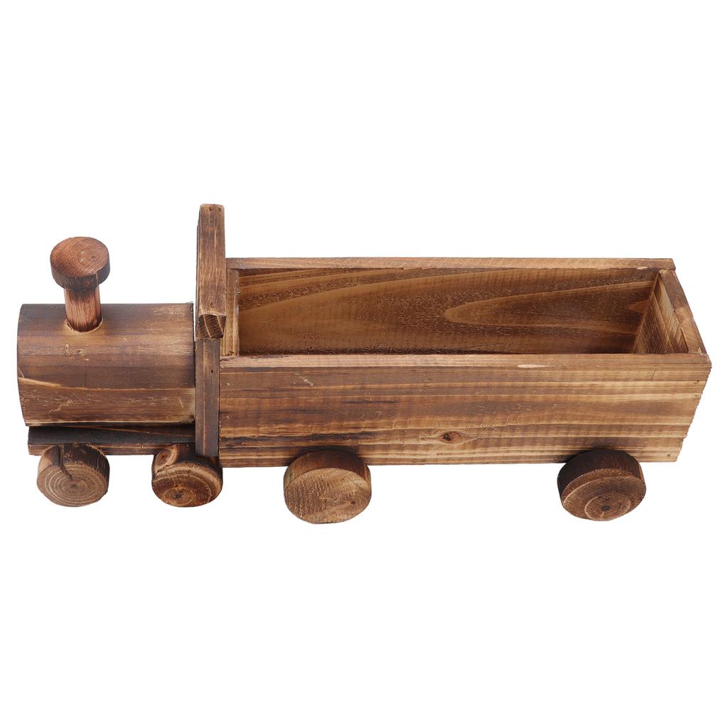 Wooden Flower Pot Cartoon Train Shape Good Ventilation Succulent Flower Pot Decoration for Garden