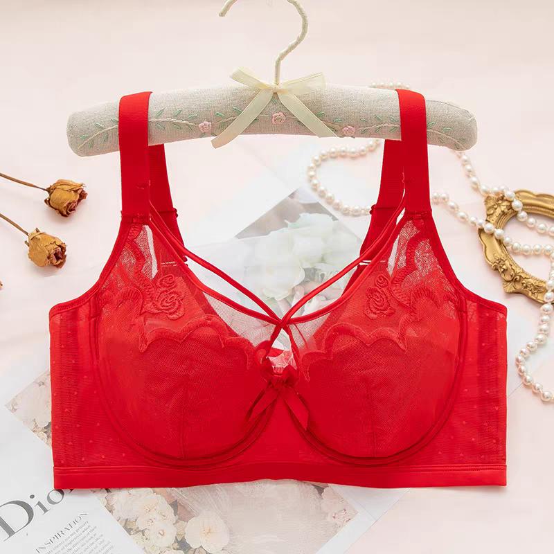 Sexy 3D Embroidered Lace Shell Cup Bra Set for Side Breast Enhancement and Smaller Busts