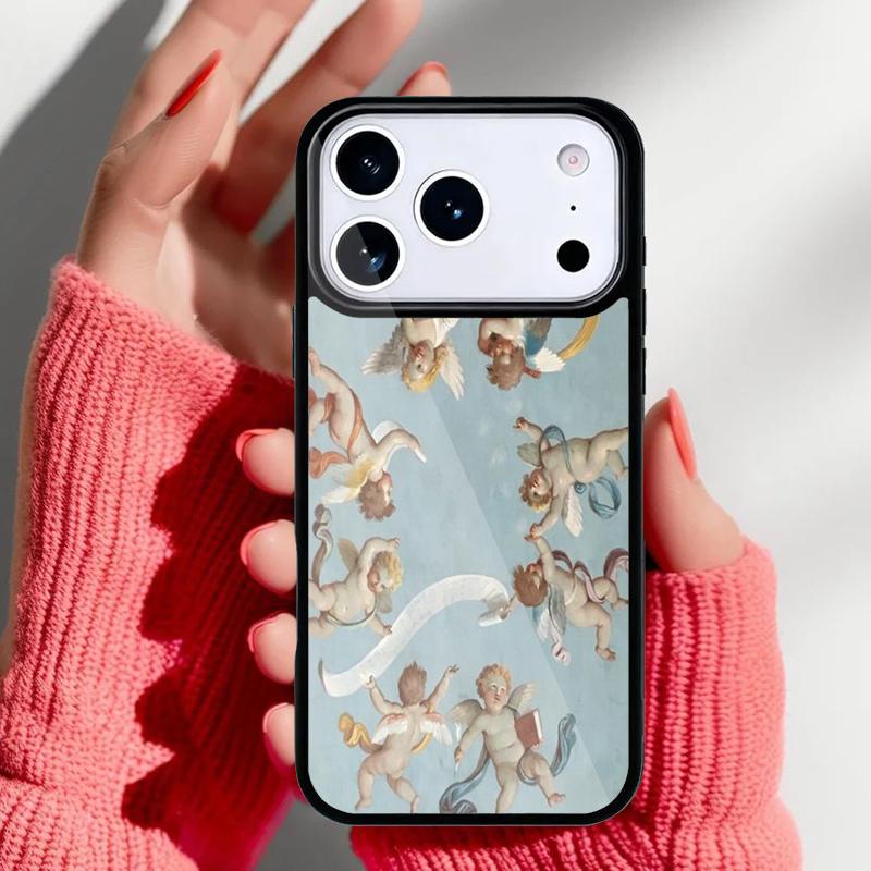 Vintage Painting Paradise Angel Phone Case for iPhone 17 Air 16e 15 14 13 Pro Max Back Cover for 12 11 Pro Coque