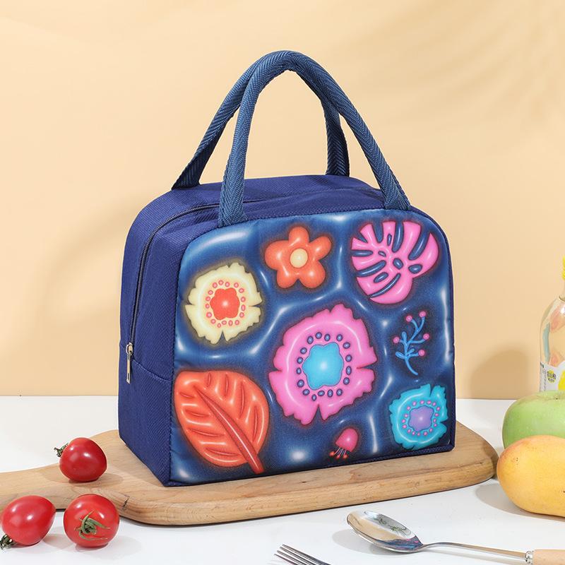 Lunch bag, insulated picnic bag, commuter lunch bag, cartoon expandable lunch box bag, children s and students portable lunch b темно-синий