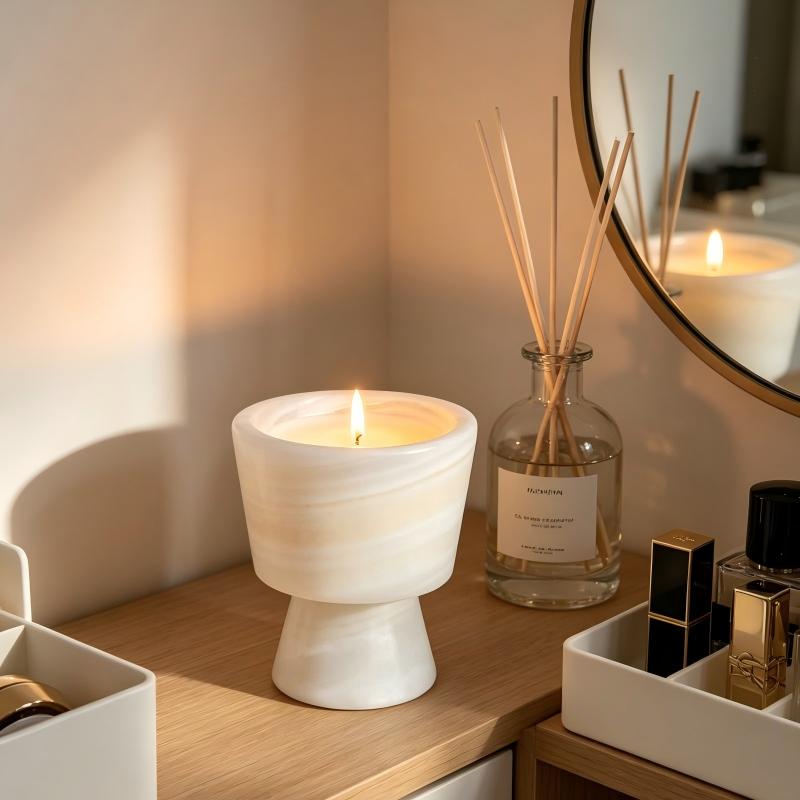 Natural Onyx Candle Holders for Home Decor Stone Pillar Candle Holder for Table  Elegant Wedding Dinner Party Table Decor