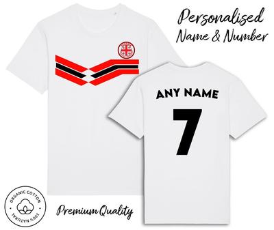 Gruzie Pruhované tričko 2024 Personalizované jméno a číslo Dospělí Děti Miminko, Fotbal Euro