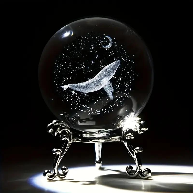 

1 piece of dolphin moon crystal ball decoration, birthday gift glass ball, a home decoration with a base, a birthday gift for gi