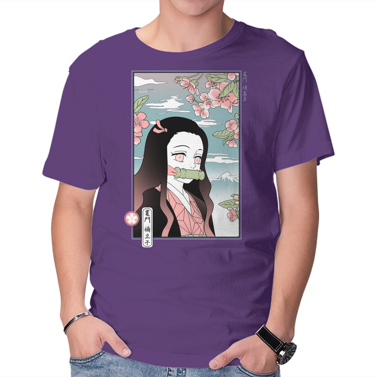 Unisex Crew Neck T-Shirt Traditional Nezuko Graphic Short Sleeve Casual Tee XXXL