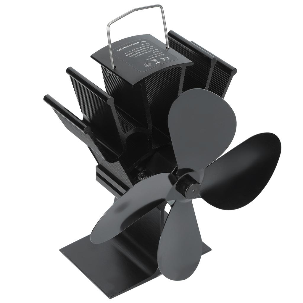 Heat Powered 4 Blade Fireplace Stove Fan Wood Log Burner Fan for Home Heat Circulation