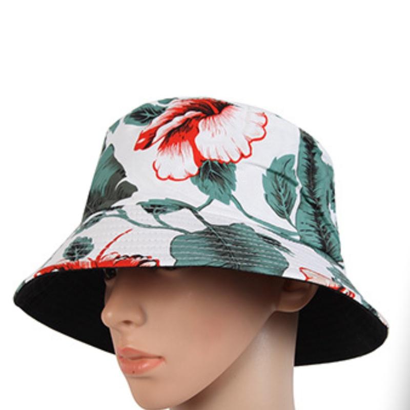 Versatile Style Hat Flower Print Womens Sunshade Hatscaps Fishermans