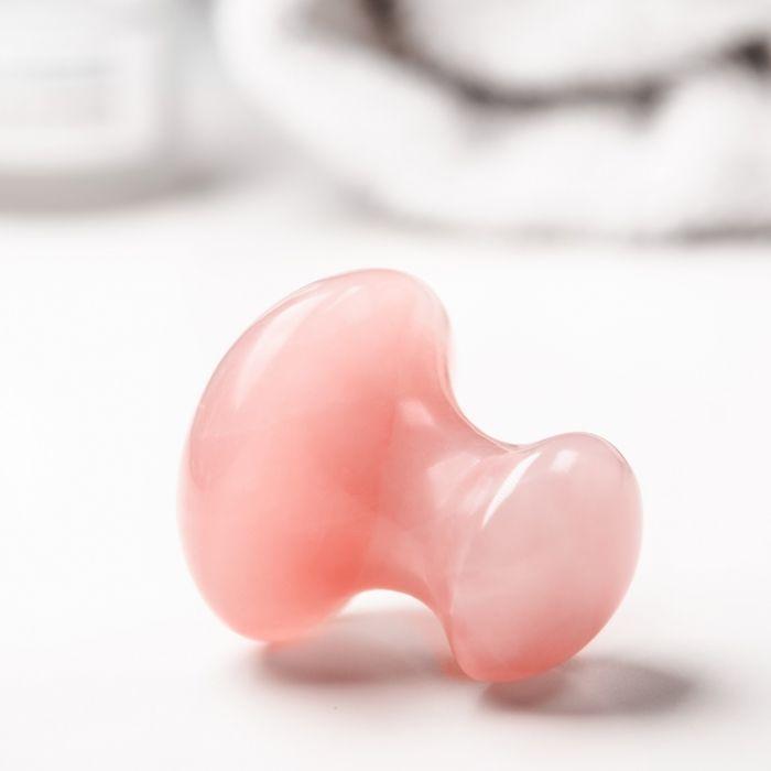 Masseur visage pierre de quartz rose - guasha champignon, anti-age, stimule circulation sanguine, peau saine et éclatante - sun&amp;sia