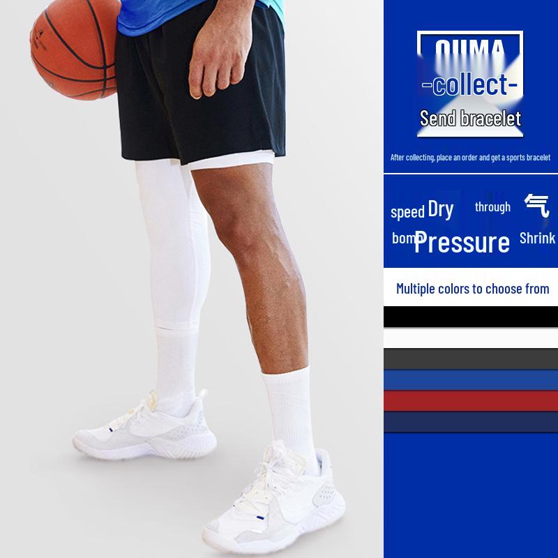 Men's American Style One-Leg Basketball Tights: Quick-Drying Seven-Point Compression Sports Pants