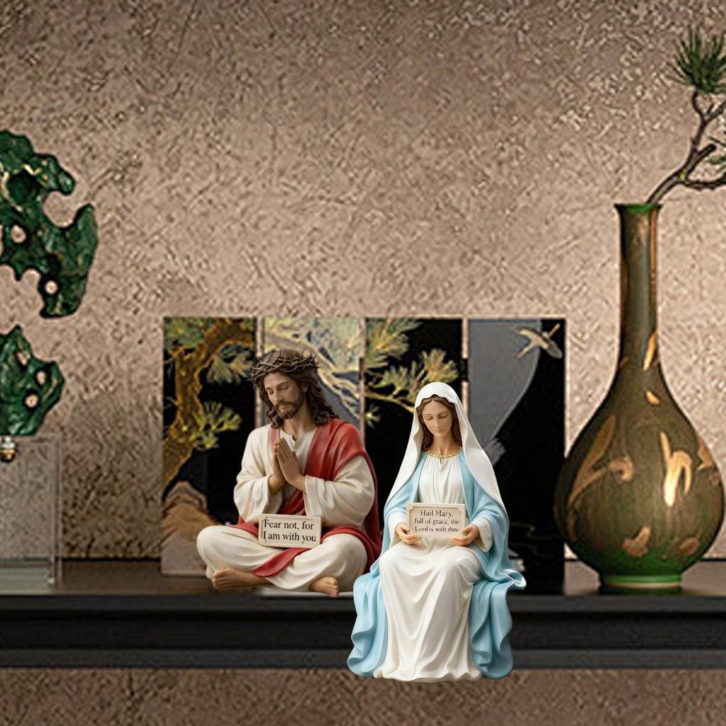 Pray Sitting Holy Resin Statue Desk Companion Figurine Christian Religious Gift Providing Daily Spiritual Comfort