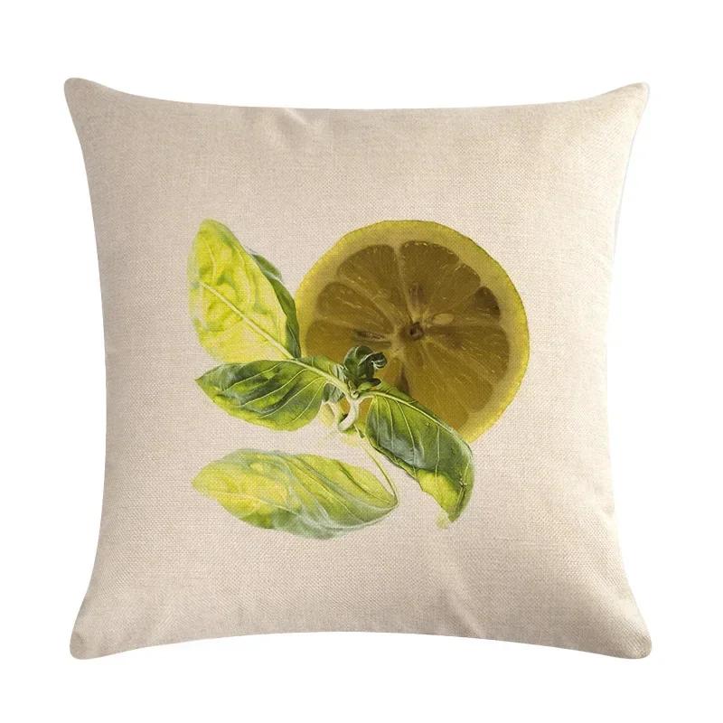 Pineapple Orange Fruit Plant Linen Pillowcase Car Seat Office Cushion Cover Living Room Sofa Decorative Pillowcase 45*45Cm