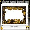 Photo Booth Props Black Gold Selfie Frame 2026 New Year Decorations Fun Party Photo Props Set For New Year Parties Family Photos
