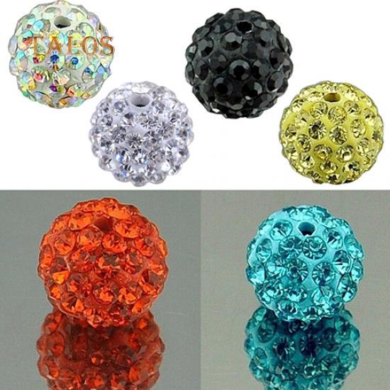 20Pcs 10mm Czech Crystal Stones Pave Clay Round Disco Ball Spacer Beads Accessories