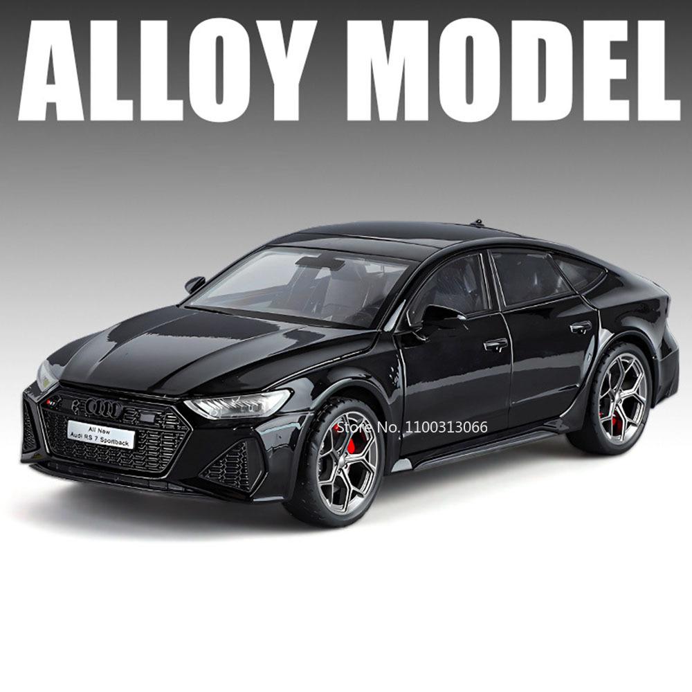 1:24 RS7 R8 V10 Cars Toys Alloy Diecast Models Light Sound Rubber Tires Vehicle Wheel Pull Back Miniature Car Kids Perfect Gifts