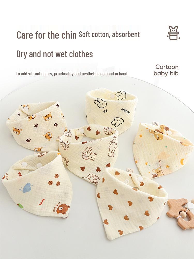 Gekräuselte Baumwollgaze Dreieck Baby Lätzchen & Spucktuch