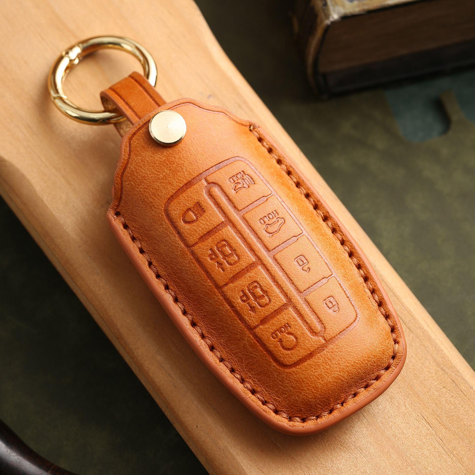 

Индивидуализированный чехол для ключей подходит для кожаного чехла для защиты ключей Lawns Genesis, полностью ручной работы и высококлассный. оранжевый