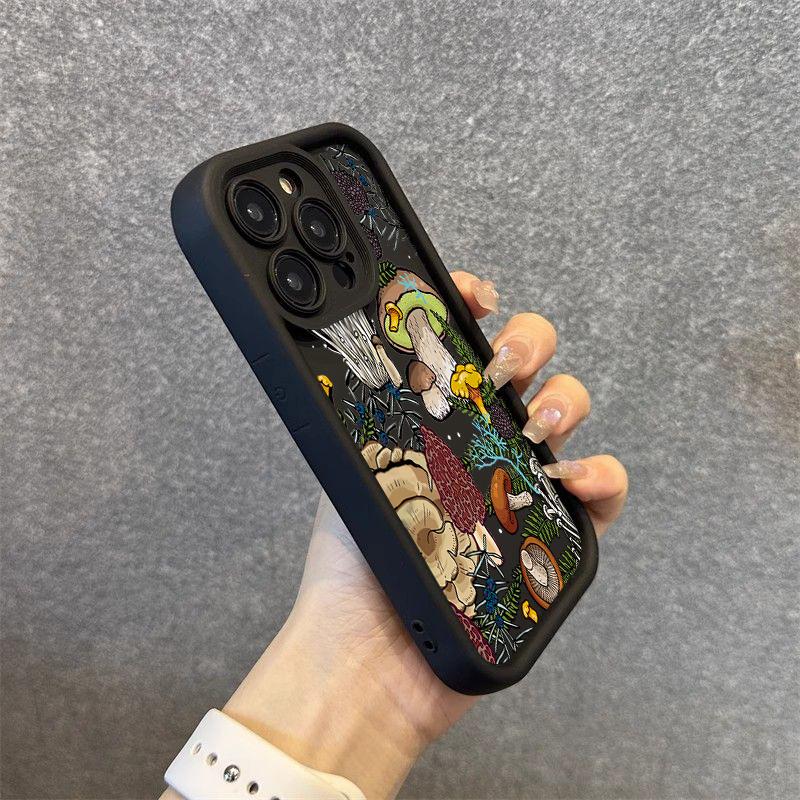 Case For iPhone 17 Cases iPhone 16 Pro Max Case Colorful Mushroom Silicone Case For iPhone 15 Plus 14 13 12 11 16E 17 Air Cover