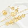5pcs Vintage Elegant Gold Color Metal Flower Earrings Rings Bracelets Necklace Sets for Women Luxury Banquets Daily Wear Jewelry