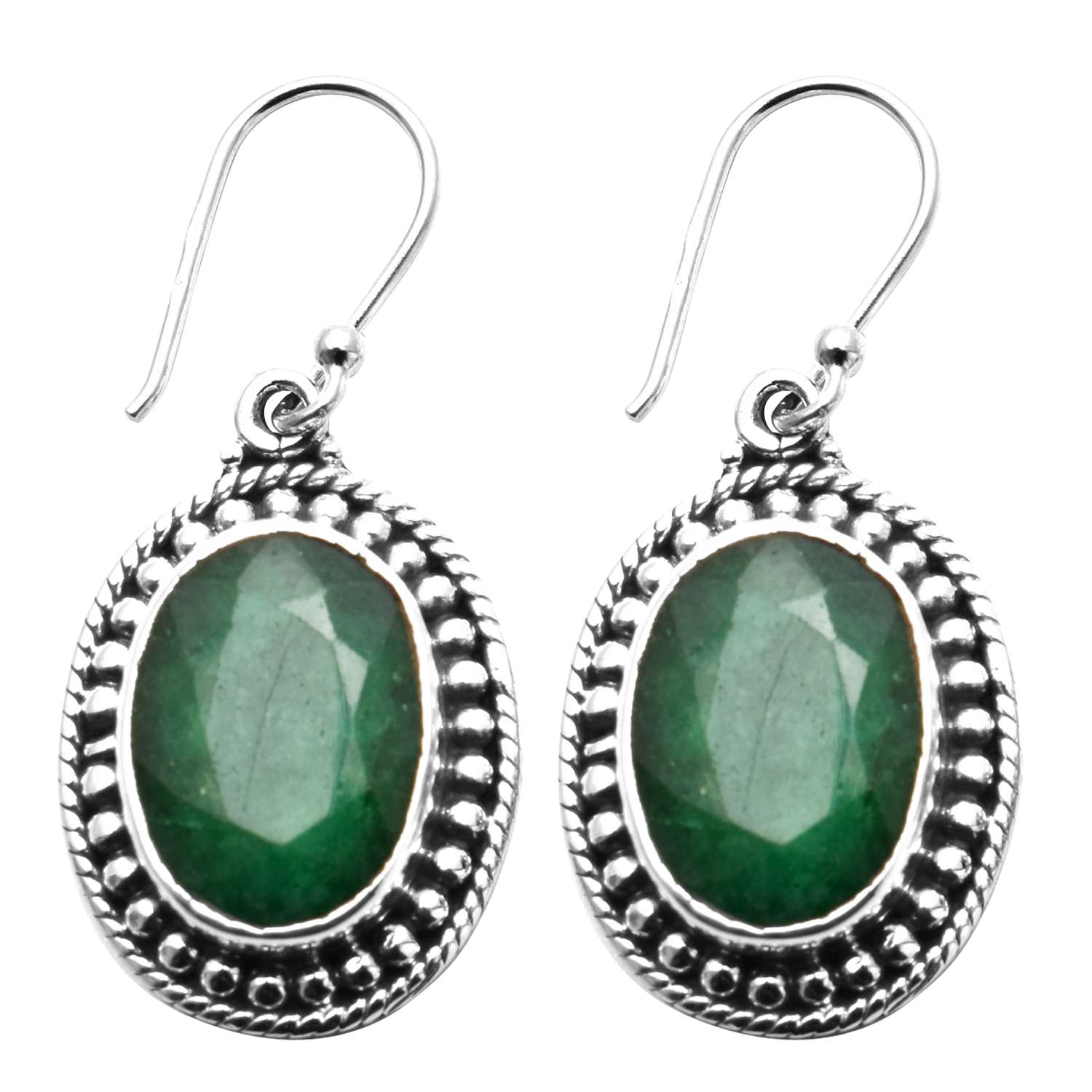 

Emerald Gemstone Earrings Solid 925 Sterling Silver Handmade Earrings Jewelry Gift For Women And Girls E-3487